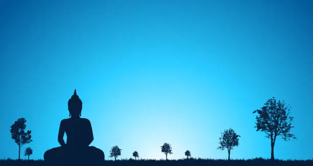 Vector illustration of silhouette of Buddha statue
