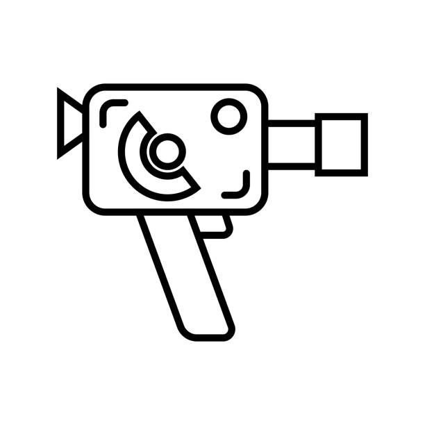 Retro 8mm film camera. Vector illustration Retro clockwork 8mm film camera on a white background. Vector illustration vintage amateur movie camera stock illustrations