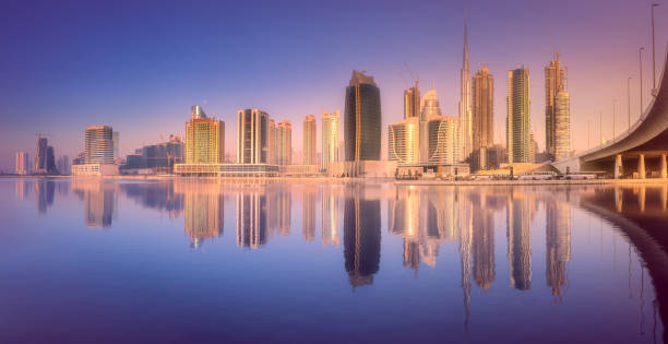 istock Dubai Business bay during purple sunrise 950855288