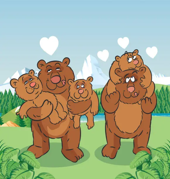 Vector illustration of Bear Family