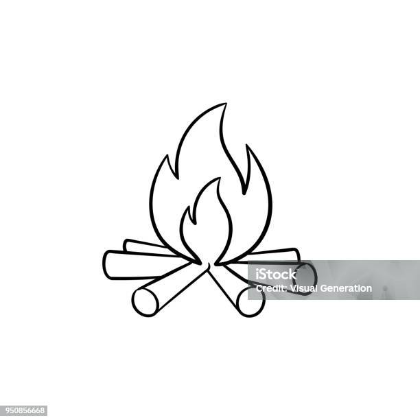 Campfire Hand Drawn Sketch Icon Stock Illustration - Download Image Now - Adventure, Bonfire, Bright