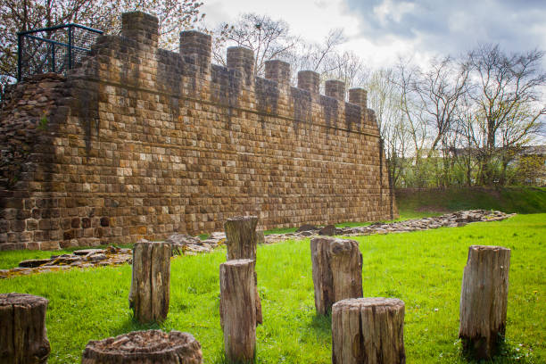 A replica section of a roman wall at Segedunum, Wallsend in the north east of England.