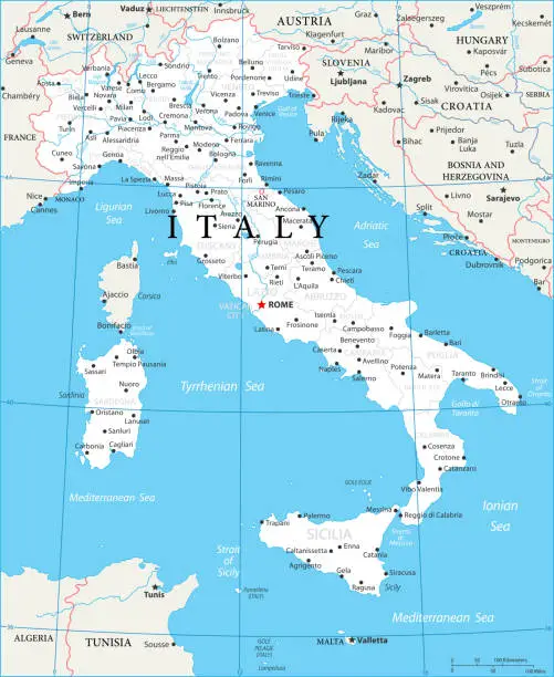 Vector illustration of Map of Italy - Vector