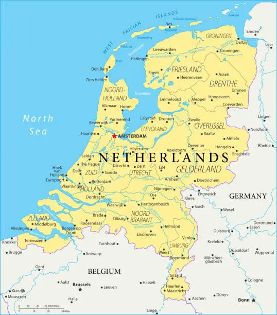 Vector illustration of Map of Netherlands - Vector