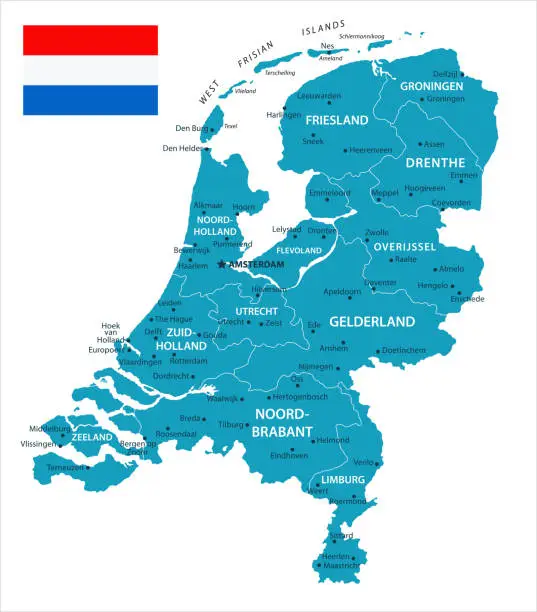 Vector illustration of 11 - Netherlands - Murena Isolated 10