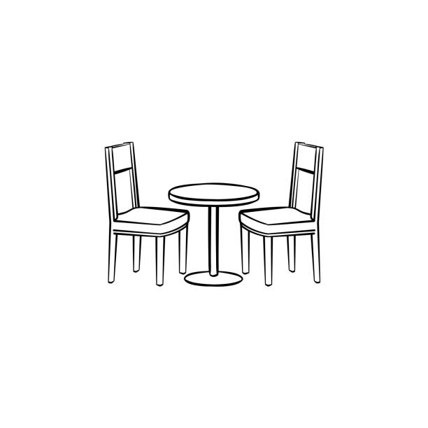 illustrations, cliparts, dessins animés et icônes de icône de croquis dessiné main restaurant mobilier - chaise vide