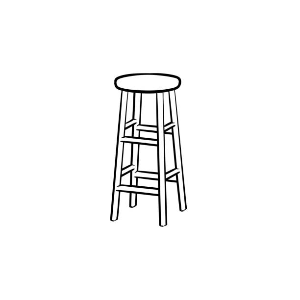 ilustrações de stock, clip art, desenhos animados e ícones de barstool hand drawn sketch icon - high stool