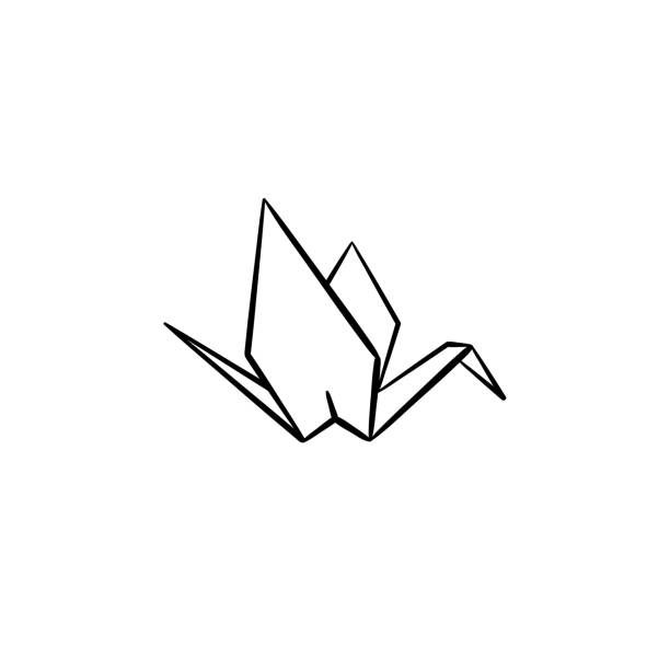 Origami crane hand drawn sketch icon Origami crane hand drawn outline doodle icon. Crane origami vector sketch illustration for print, web, mobile and infographics isolated on white background. origami cranes stock illustrations
