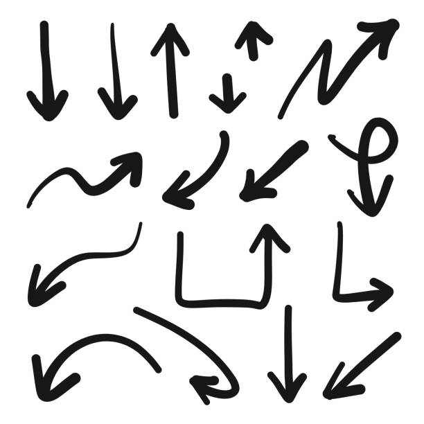 Hand drawn vector arrows set - stock vector. Hand drawn vector arrows set - stock vector. traffic arrow sign stock illustrations