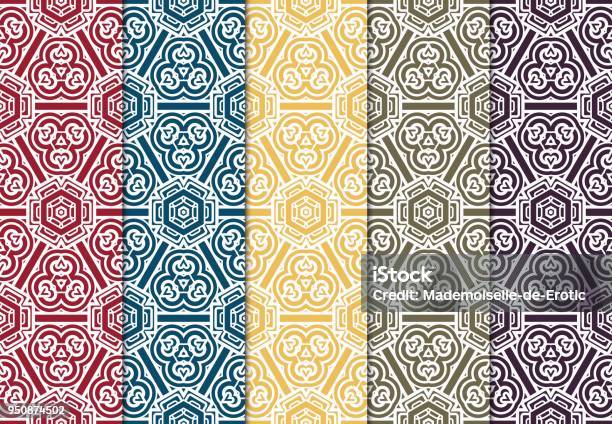 Geometric Patterns Seamless Monochrome Colors Linear Set Backgr Stock ...