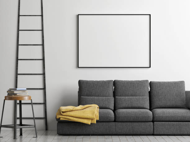 Frame on the wall, mock up poster, 3d illustration, 3d render