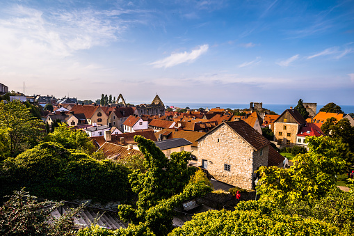 Visby - September 23, 2018: Panoramic view of the old town of Visby in Gotland, Sweden