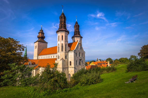 visby - september 23, 2018: the cathedral of the old town of visby in gotland, sweden - hanse imagens e fotografias de stock