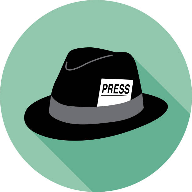 Hat PRESS Card Icon Vector illustration of a man's hat with a PRESS card in it. anchor free pic stock illustrations