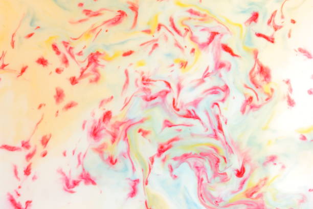 istock Multicolored abstract background, multicolored pattern of paints on liquid, blank for designer, paint divorces in milk, bright texture on white background, minimalism, creative blank for wallpaper 950892016