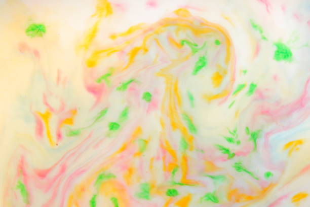 istock Multicolored abstract background, multicolored pattern of paints on liquid, blank for designer, paint divorces in milk, bright texture on white background, minimalism, creative blank for wallpaper 950892350