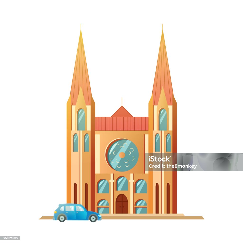 Medieval castle with fortified wall and towers. Car Medieval castle with fortified wall and towers. Car. Ancient stock vector