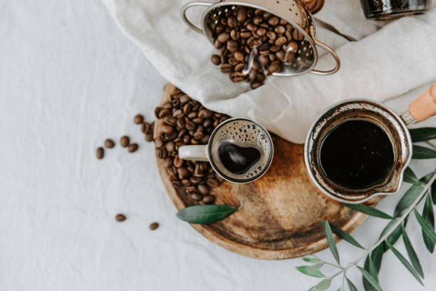 istock Hot Arabic coffee in cup. Top view 950903702