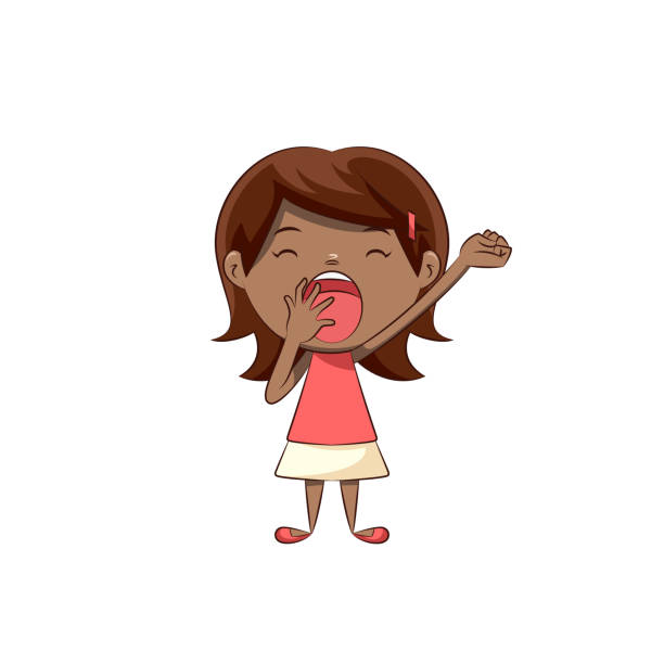 Little Girl Yawning Stock Illustration - Download Image Now - Yawning,  Cartoon, Child - iStock