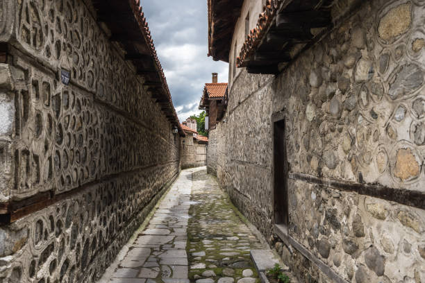 A paved alley in Bansko old town, Bulgaria