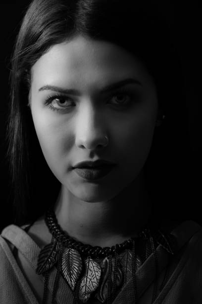 istock Young Lady Extreme Close-up Portrait in Monochrome 950917718
