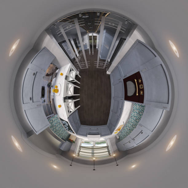 istock 3d illustration spherical 360 degrees, seamless panorama of kitchen interior design 950917944