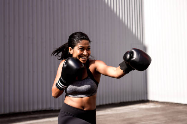 Fitness moment Boxing women women boxing sport exercising stock pictures, royalty-free photos & images