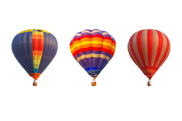 istock Triple hot air balloons isolated on white background 950926644