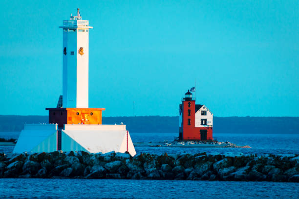 istock The Lighthouse of Mackinac Island as the sun sets 950926740