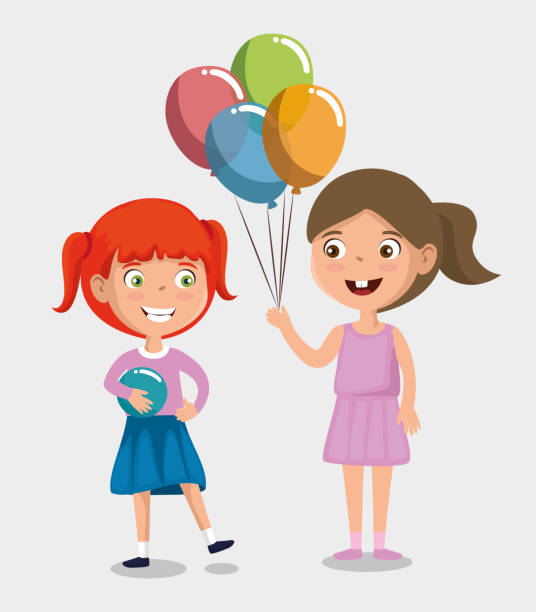 little girls happy characters little girls happy characters vector illustration design girl levitating stock illustrations
