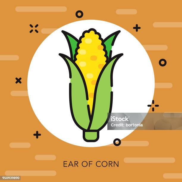 Corn Open Outline Thanksgiving Icon Stock Illustration - Download Image Now - Corn, Corn On The Cob, Cute