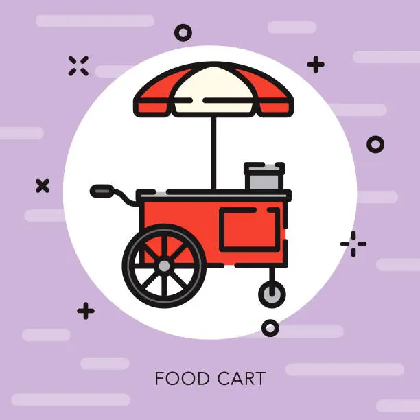 Vector illustration of Food Cart Open Outline Street Food Icon