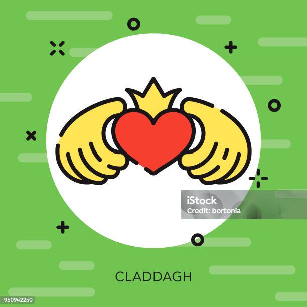 Claddagh Open Outline Stpatricks Day Icon Stock Illustration - Download Image Now - Claddagh, Canada, Celebration