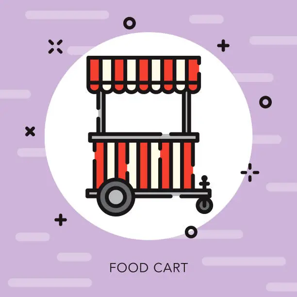 Vector illustration of Food Cart Open Outline Street Food Icon