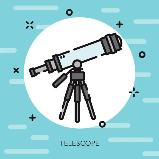 Vector illustration of Telescope Open Outline School Supplies Icon