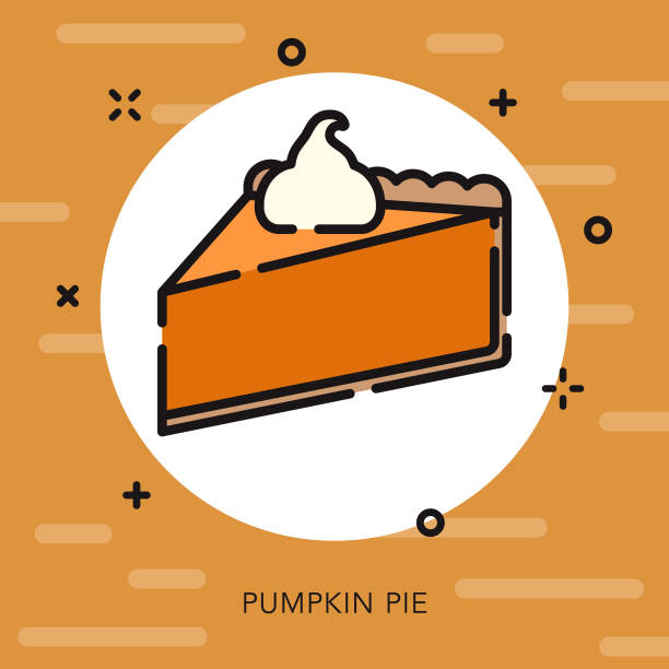 ilustrações de stock, clip art, desenhos animados e ícones de pumpkin pie open outline thanksgiving icon - pie baked food pumpkin pie
