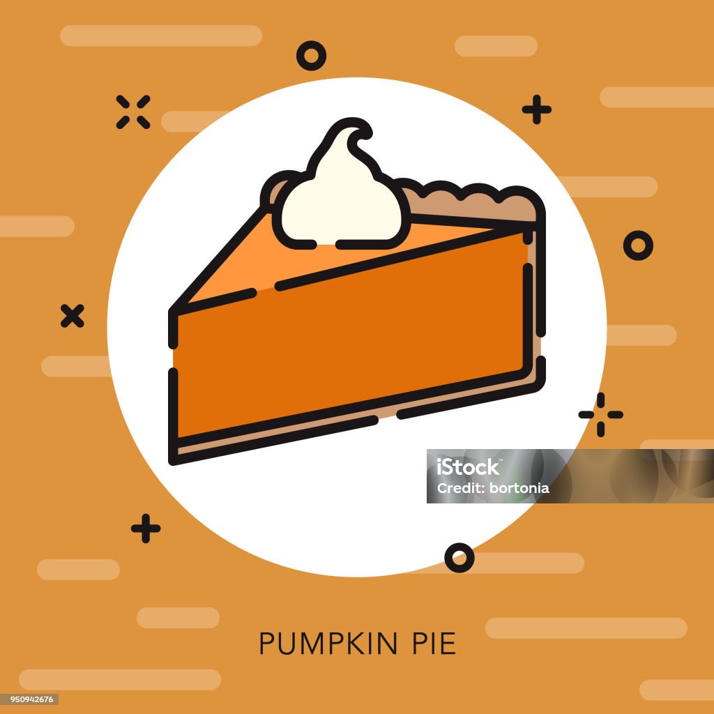 Pumpkin Pie Open Outline Thanksgiving Icon A flat design/thin line Thanksgiving icon with small openings in the outlines to add some character. Color swatches are global so it’s easy to edit and change the colors. File is built in CMYK for optimal printing and the background is on a separate layer. Pumpkin Pie stock vector