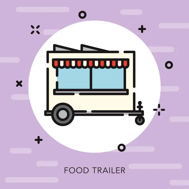 Vector illustration of Food Trailer Open Outline Street Food Icon