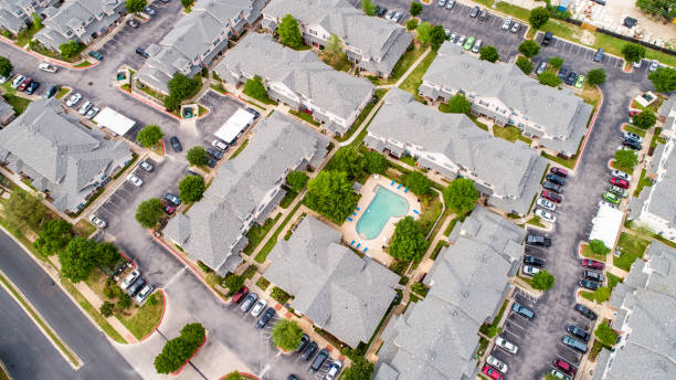 istock Diagonal Drone view of modern Apartment complex new development in Suburb 950958148