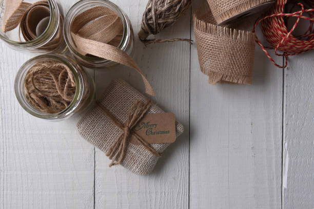 istock Supplies for wrapping rustic Christmas Gifts 950966416