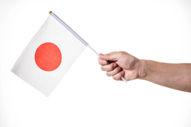 рука с японским флагом - japan japanese ethnicity flag japanese flag стоковые фото и изображения