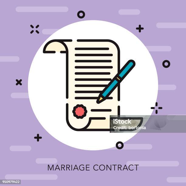 Contract Open Outline Wedding Icon Stock Illustration - Download Image Now - Paper Scroll, Document, Signature