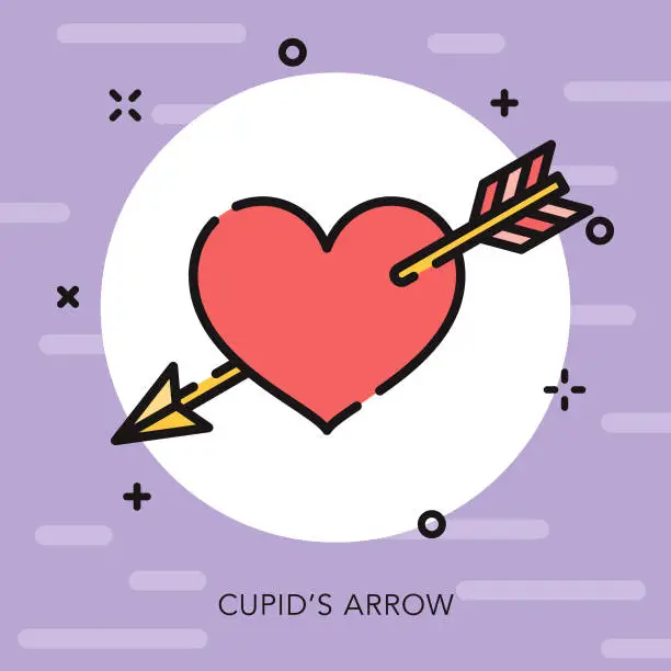 Vector illustration of Cupid's Arrow Open Outline Wedding Icon