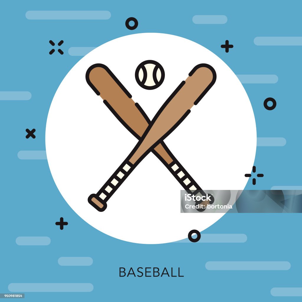 Baseball Open Outline USA Icon A flat design/thin line USA icon with small openings in the outlines to add some character. Color swatches are global so it’s easy to edit and change the colors. File is built in CMYK for optimal printing and the background is on a separate layer. Icon Symbol stock vector
