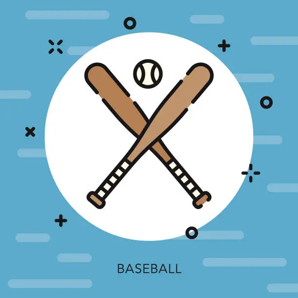 Vector illustration of Baseball Open Outline USA Icon