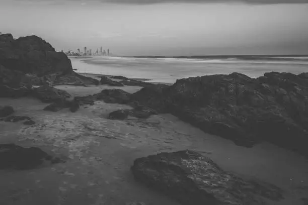 Burleigh Heads beach in the Gold Coast, Queensland during the day.