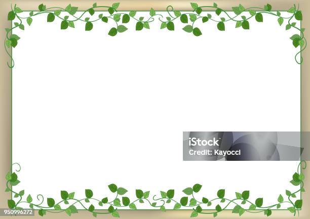 Leaf Frame With Back Wall Image Stock Illustration - Download Image Now - Border - Frame, Vine - Plant, Picture Frame