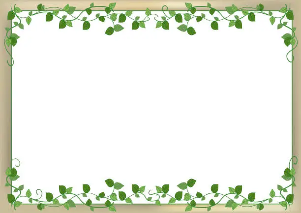 Vector illustration of leaf frame with back wall image