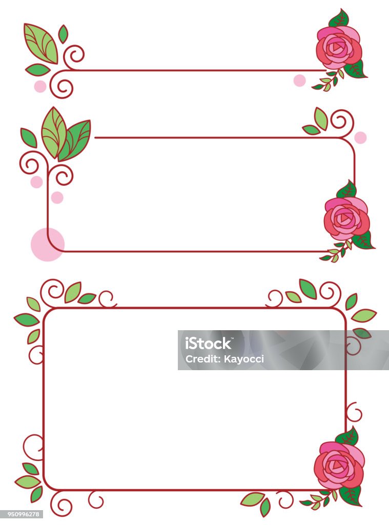 Rose's stylish frame set Vector frame material Rose - Flower stock vector