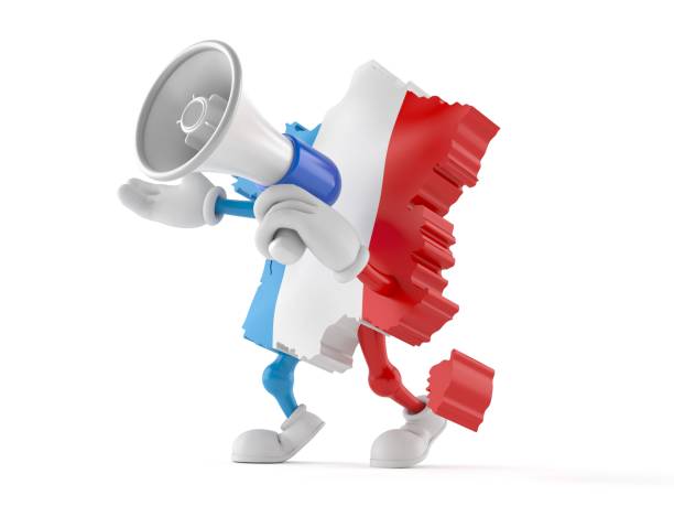 France character speaking through a megaphone